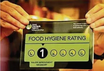  ??  ?? Takeaways must now print or advertise their food hygiene ratings on leaflets and menus