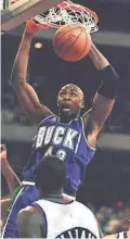  ?? GETTY IMAGES ?? Vin Baker was a three-time NBA All-Star with the Bucks (1995, '96, '97).