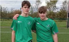  ??  ?? Sligo RFC’s Niall O’Connor and Ewan Ripon were part of the Connacht U16s side who beat Munster in UL recently.