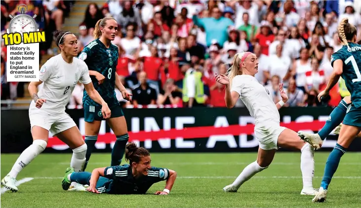  ?? GETTY IMAGES ?? History is made: Kelly stabs home to put England in dreamland