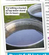  ??  ?? Try le ing a bucket of tap water stand for 24 hours