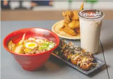  ??  ?? Ramen, takoyaki, bubble tea and chicken wings are among the options at Tokyo Station, which offers dine-in, takeout and an ice cream station.