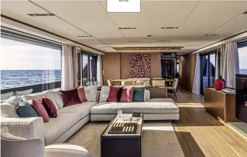  ??  ?? Symmetry, style and space are three defining elements of the Ferretti Yachts 1000.