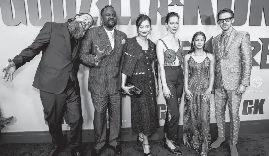  ?? REUTERS ?? Director Adam Wingard and cast members Brian Tyree Henry, Fala Chen, Rebecca Hall, Kaylee Hottle and Dan Stevens attend the world premiere of “Godzilla x Kong: The New Empire”, in Los Angeles, March 25.