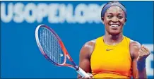  ?? ADAM HUNGER/AP PHOTO ?? Sloane Stephens celebrates after defeating Elise Mertins 6-3, 6-3 in the fourth round of the U.S. Open on Sunday night in New York.
