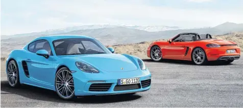  ?? Foto: Porsche ?? Brüder Leichtfuß: der Porsche 718 Cayman (vorne) und der Boxster.