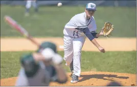  ?? PHOTO BY ROB WORMAN ?? La Plata freshman starting pitcher Ryan Calvert picked up his second win in three starts on the hill this season as he threw a one-hit shutout in a 10-0 win over visiting Great Mills in Saturday’s La Plata baseball tournament. Calvert struck out eight...