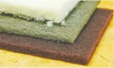  ??  ?? Synthetic abrasive pads like these can make an ordinary wood finish as smooth as glass.