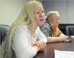  ?? PICTURES: BOXER NGWENYA ?? CHALLENGIN­G PREJUDICE: Mpumi Ncamane and Maditaba Thabethe are activists for albinism based in Joburg.