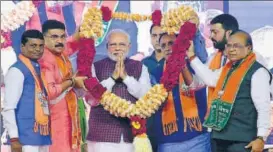  ?? PTI FILE ?? ▪ Prime Minister Narendra Modi at an election campaign rally in Rajkot on Sunday.