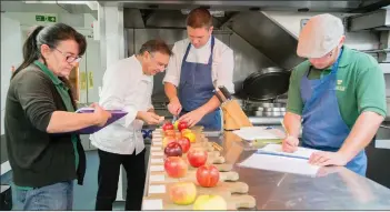  ??  ?? Raymond Blanc and his team testing apples