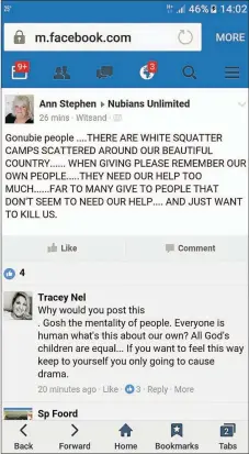  ?? Picture: FACEBOOK ?? ORIGINAL POST: A screengrab of the post which was found to be racially offensive