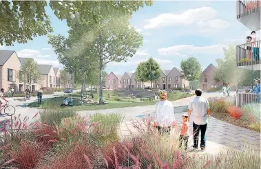  ??  ?? An artist’s impression of the housing developmen­t at the former Montem Leisure Centre site.