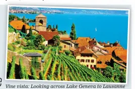  ??  ?? Vine vista: Looking across Lake Geneva to Lausanne