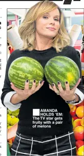  ??  ?? ■
AMANDA HOLDS ’EM: The TV star gets fruity with a pair of melons