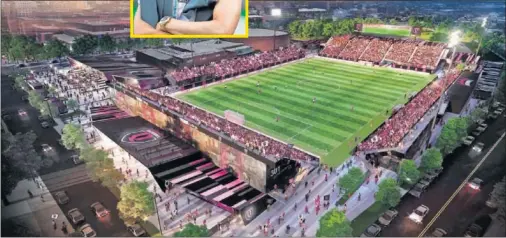  ??  ?? Imagen digital del estadio donde jugará el Queensboro FC de David Villa a partir de marzo de 2022.