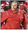  ?? (NWA Democrat-Gazette/ Hank Layton) ?? Coach Sam Pittman and Arkansas are bowl eligible after Saturday night’s victory over Ole Miss.