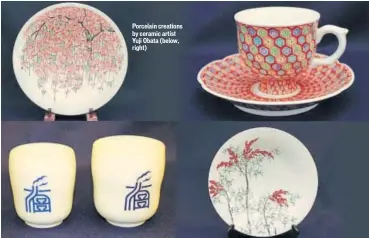  ??  ?? Porcelain creations by ceramic artist Yuji Obata (below, right)