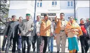  ?? DEEPAK SANSTA/HT ?? Leader of opposition Mukesh Agnihotri with Congress MLAs outside the Vidhan Sabha in Shimla on Wednesday.