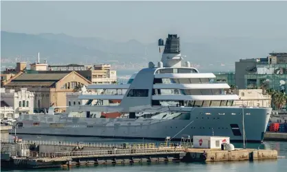  ?? Photograph: David Ramos/Getty ?? Roman Abramovich's superyacht, Solaris, was moored in a Barcelona port before heading east.