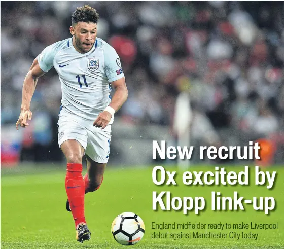  ??  ?? Liverpool’s new signing Alex Oxlade-Chamberlai­n during a recent match for England.