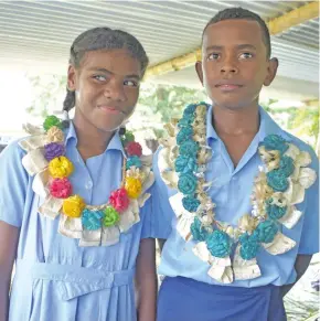  ?? Photo: Wati Talebula ?? Headgirl Vani Kutalele and headboy Laisenia Volau of Qumusea District School on February 7, 2018.