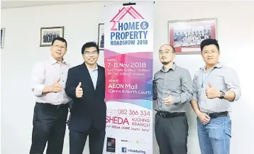  ??  ?? Pau (second left), is pictured with (from left) Sheda Kuching Branch general manager Tan Teck Kian, Lau and Kuching Branch Activities committee member Steve Tan Chen Hang during the press conference yesterday.