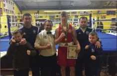  ??  ?? Aidan Long with coaches Paul O’Toole, Ben Lynch and Darren O’Toole and young fans Johnny Lynch and Darren O’Toole Jnr.