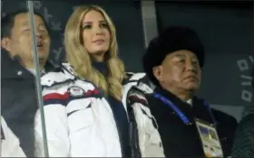  ?? NATACHA PISARENKO — THE ASSOCIATED PRESS ?? Ivanka Trump, front left, U.S. President Donald Trump’s daughter and Kim Yong Chol, vice chairman of North Korea’s ruling Workers’ Party Central Committee, right, watch the closing ceremony of the 2018 Winter Olympics in Pyeongchan­g, South Korea, Sunday.