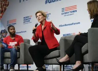  ?? GETTY IMAGES ?? CALLS FOR ACTION: Democratic presidenti­al candidate Sen. Elizabeth Warren speaks during the Everytown for Gun Safety presidenti­al forum in Des Moines, Iowa, Saturday.