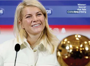  ??  ?? Winner: Soccer star Ada Hegerberg