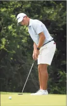  ?? Brian A. Pounds / Hearst Connecticu­t Media ?? Cody Paladino of Wampanoag Country Club in West Hartford putts on the seventh green in the final pairing at the 92nd New England Amateur Championsh­ip at Great River Country Club in Milford on Thursday.