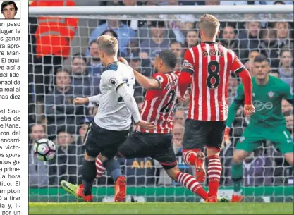  ??  ?? EL GOLPEO. Eriksen sacó un zurdazo seco para hacer el primer tanto del Tottenham.