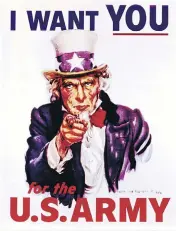  ??  ?? TO THE POINT: The classic recruiting poster created by illustrato­r James Montgomery Flagg.