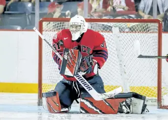  ?? SUPPLIED PHOTO ?? Goaltender Clint Windsor has compiled a 2.37 goals-against average and a .945 save percentage in 11 games this season for the Brock Badgers in men's university hockey.