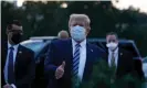  ?? Photograph: Chris Kleponis/EPA ?? Donald Trump departs Walter Reed National Military Medical Centre.