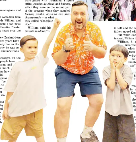  ?? PHOTOGRAPH­S BY PAULINE JOYCE PASCUAL FOR THE DAILY TRIBUNE ?? SAM Hammington flanked by his kids William and Bentley.