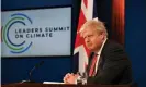  ?? Photograph: Justin Tallis/PA ?? Boris Johnson speaks at a virtual global leaders’ summit on climate from Downing Street in April.