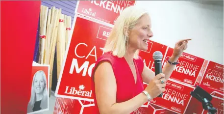  ?? ASHLEY FRaSER ?? Catherine McKenna launches her re-election campaign Sunday. The RCMP made the call to boost her security, she says.