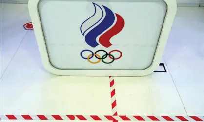  ??  ?? The logo of the Russian Olympic Committee inside its headquarte­rs in Moscow. Photograph: KirillKudr­yavtsev/AFP/Getty Images