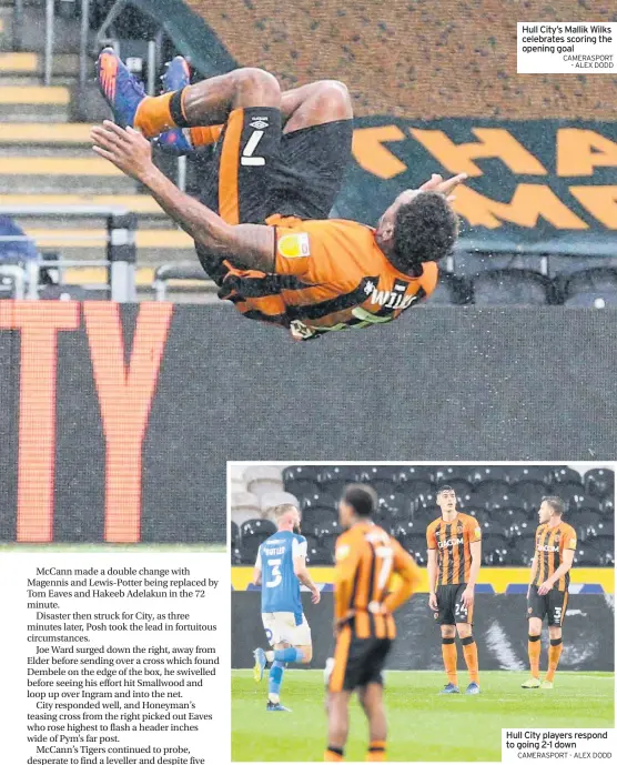  ?? CAMERASPOR­T - ALEX DODD CAMERASPOR­T - ALEX DODD ?? Hull City’s Mallik Wilks celebrates scoring the opening goal
Hull City players respond to going 2-1 down