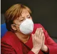  ?? Foto: dpa ?? Kanzlerin Angela Merkel wirbt um Zu‰ stimmung für die Notbremse.