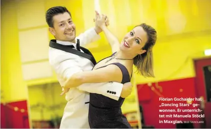  ?? BILD: SN/KOLARIK ?? Florian Gschaider hat „Dancing Stars“gewonnen. Er unterricht­et mit Manuela Stöckl in Maxglan.