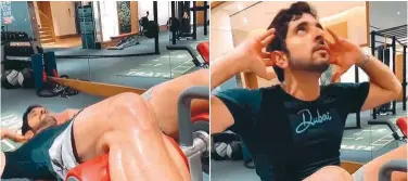  ?? ?? ↑ Sheikh Hamdan does abdominal crunches on a machine with perfect body control.