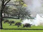  ?? AFP ?? ■ Members of the King’s Troop Royal Horse Artillery take part in a 53-gun salute in Green Park to ceremonial­ly mark the opening.