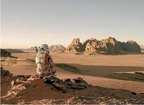  ??  ?? The Mars portrayed by Matt Damon in The Martian could come to fruition if the planet is colonised in coming decades.