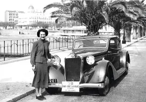  ??  ?? Madame Richer Delavau at the arrival of the ’37 Rallye Monte-carlo, and the Delage coupé with which she would later compete at Dinard