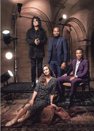  ?? VIRGINIA SHERWOOD/NBC ?? Alice Cooper (Herod), Brandon Victor Dixon (Judas), John Legend (Jesus) and Sara Bareilles (Mary Magdalene) bring “Jesus Christ Superstar” to the small screen.