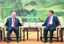  ?? Zhang Lintao / AP Photo ?? US secretary of state Rex Tillerson confers with Chinese president Xi Jinping in Beijing yesterday.