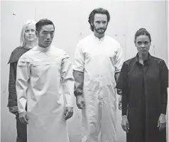  ??  ?? Life in Westworld is no walk in the park for Armistice (Ingrid Bolsø Berdal), Felix (Leonardo Nam), Hector (Rodrigo Santoro) and Maeve (Thandie Newton).